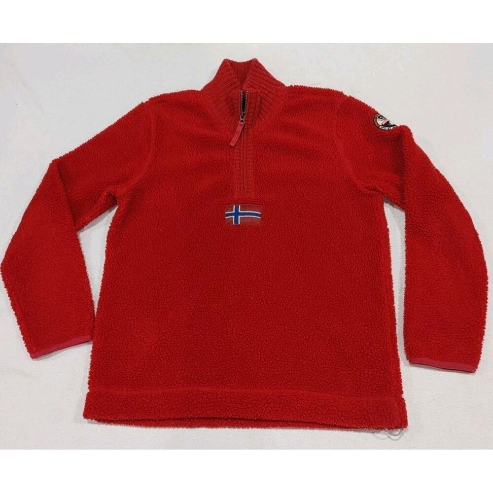 Vintage NAPAPIJRI GEOGRAPHIC Synchilla Fleece Jacket 1/2 Zip Adult Size Large
